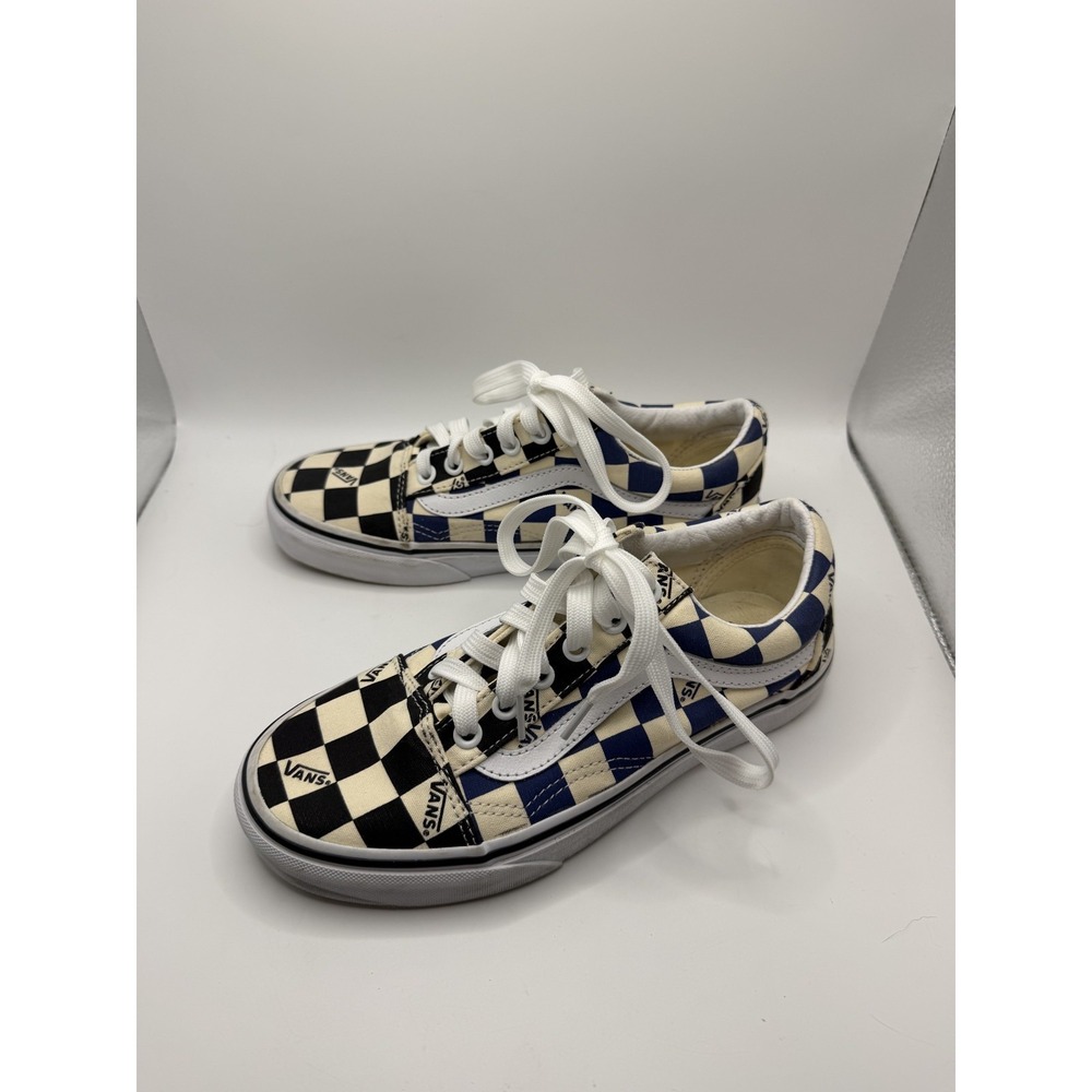 Vans Old Skool Big Check Mens 6 Sneaker Navy White Low Top Skateboard Shoes